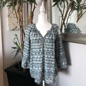 Beach Lunch Lounge Ikat Print Popover Tunic Top XS